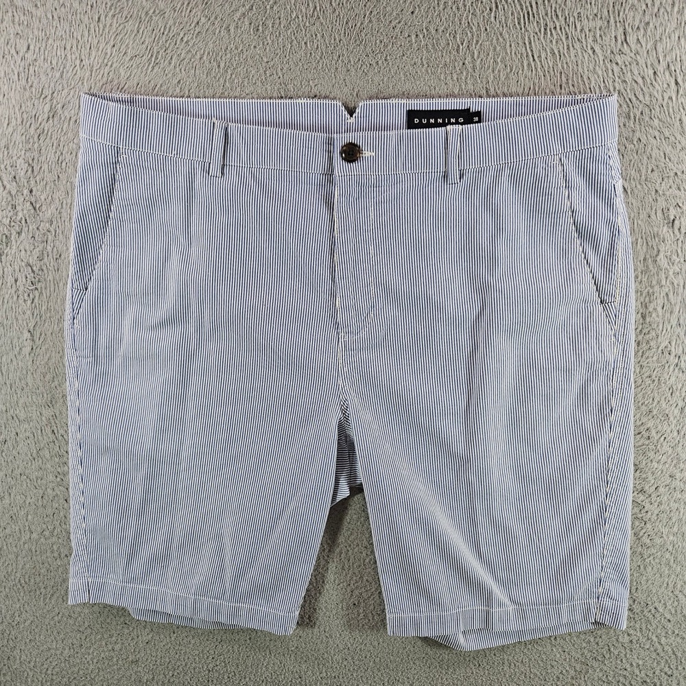 Dunning Golf Shorts Mens‎ 38 Blue White Striped Performance Stretch Seersucker